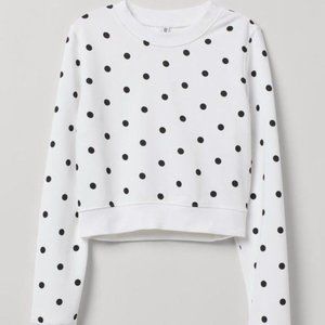 Divided H&M Crop Top White Black Polka-dots  Sweaters Juniors XS